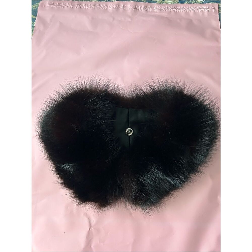Black Fur Collar with safety pins for attachment